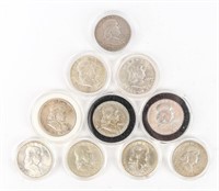 Coin 1949-1963 Ben Franklin Halves(10) VF-BU+ PR