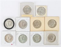 Coin 10 Kennedy 1964+D Half Dollars AU-BU