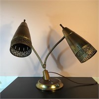DOUBLE GOOSENECK DESK LAMP PIERCED SHADES
