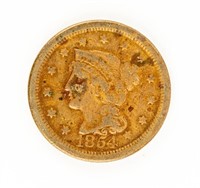 Coin 1854 Coronet Head Cent Brown VF