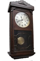 Antique Hand Made Wood Case Regulator Wall Clock