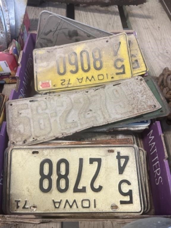 Box of Vintage License Plates