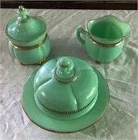 Green Glass Collection (3 pieces) :sugar bowl