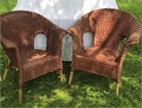 Vintage Wicker Sitting Chairs (Pair)