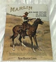 Marrilyn Firearms Tin Sign- Cowboy and Horse