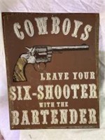 Vintage Cowboys Tin Sign