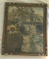 Lithograph Depicting English Cottage