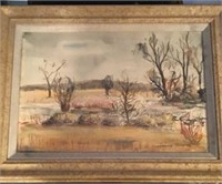 Lawrence McIntyre Landscape Scene Watercolor