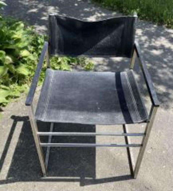 Retro Chrome & Black Vinyl Chair