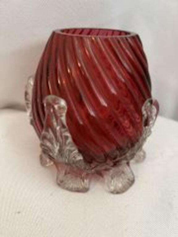 Cranberry Art Glass Bud Vase