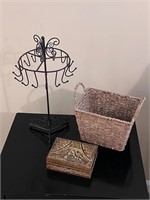 Necklace holder basket & small wood box
