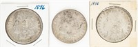 Coin 3 1896(P) Morgan Silver Dollars XF - AU