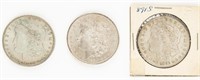 Coin 3 Morgan Silver Dollars 1896(2) 1891-S  XF-AU
