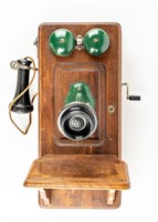 Antique 1901 Kellogg Wood Wall Crank Telephone