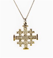 Jewelry Silver Jerusalem Cross Pendant Necklace
