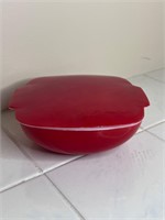 Vintage Pyrex Red Glass Square Casserole Dish