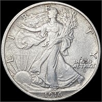1916-D Walking Liberty Half Dollar ABOUT UNCIRCULA