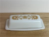 VINTAGE 1960'S PYREX BUTTERFLY GOLD BUTTER DISH