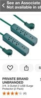 3 ft. 3-Outlet 2-USB Surge Protector (2- Pack)