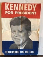 JFK KENNEDY FOR PRESIDENT CAMPAIGN POSTER 18” x