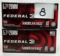 (100) Rounds Federal American Eagle 5.7x28mm FMJ.