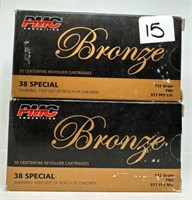 (100) Rounds PMC Bronze 38spl FMJ.