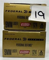 (40) Rounds Federal Premium .9mm Hydra-Shock JHP.