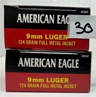 (100) Rounds American Eagle 9mm FMJ.