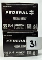 (40) Rounds Federal 38 spl +P Hollow Point.