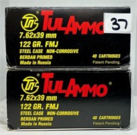 (80) Rounds Tulammo 7.62x39 FMJ.