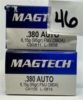 (100) Rounds Magtech .380 FMJ.