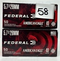 (100) Rounds Federal 5.7 x 28mm FMJ.