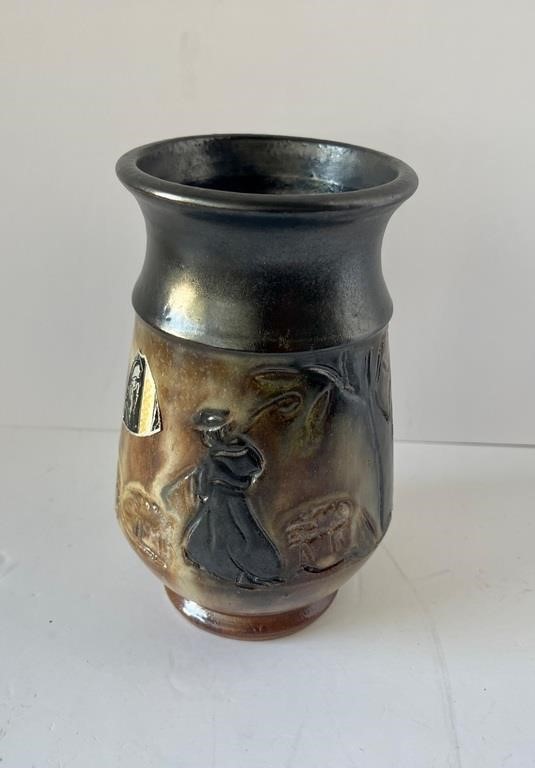 Vintage Guerin Carved Pottery Vase 6.5”