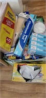 Lot of Kitchen Paper goods, plastic wrap, Garbage