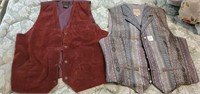 2 Men's Large Western.Dress Vests - 1 leather