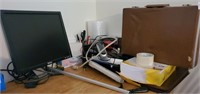Office Supply Lot - briefcases,  phone, monitor,