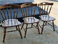 3 wooden chairs