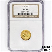 1927 $2.50 Gold Quarter Eagle NGC MS61