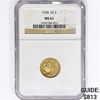 1928 $2.50 Gold Quarter Eagle NGC MS61