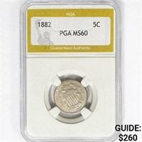 1882 Shield Nickel PGA MS60