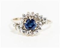 Jewelry 14kt White Gold Sapphire & Diamond Ring