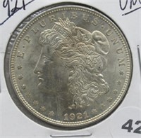 1921 Morgan Silver Dollar. UNC.
