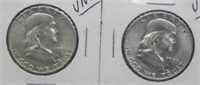 (2) 1955 UNC Franklin Half Dollars.