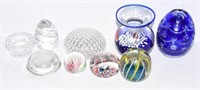 Selection of (9) art glass paperweights in