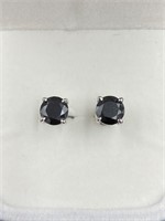 1.00 TCW Black Diamond Earrings 925 Silver