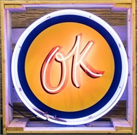 Neon Sign “OK” in Crate