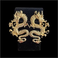 18k Gold Custom Dragon Statement Earrings