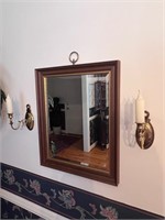 Vintage mirror & brass candleholders