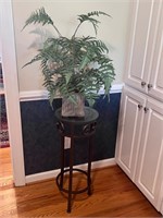 Plant stand & faux plant in pot