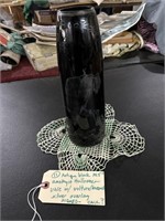 10.5" black amethyst Halloween vulture vase SIGNED